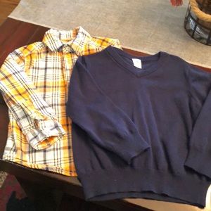 V-neck sweater with button down shirt for boys